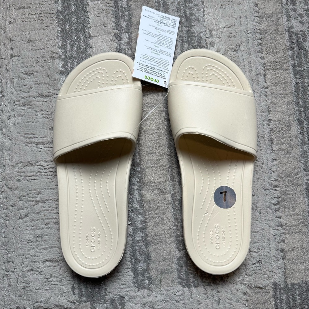 Crocs Women’s Classic Slide Sandals – White, Size W7, NWT